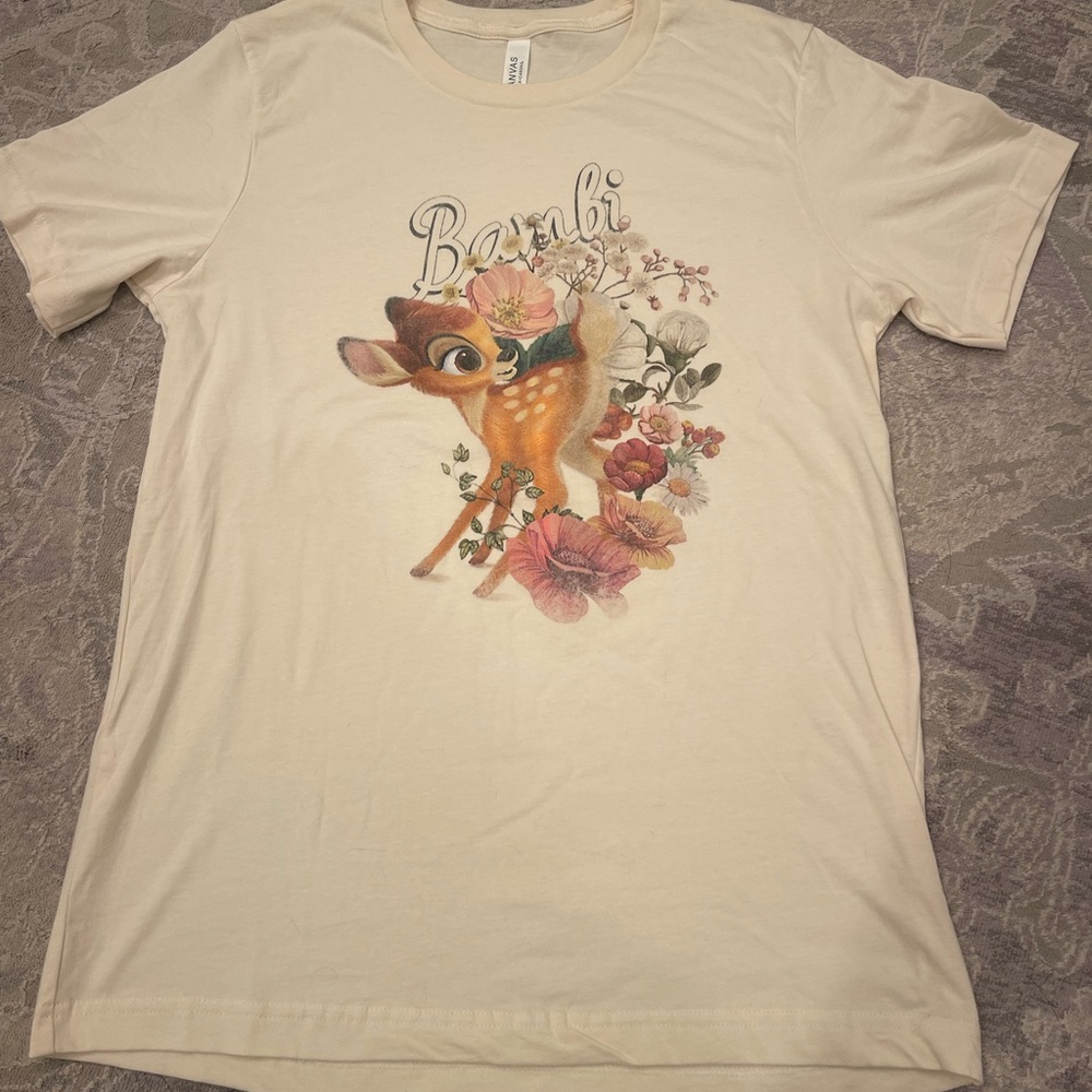 Cream Graphic T-Shirt with Bambi Design